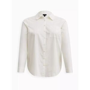 Torrid Madison Poplin Button Down Blouse Sz 3 3X 22/24 Long Sleeve Shirt Ivory